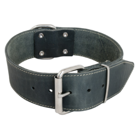 JV VETLEDER Brede Halsband Grijs-30mmx45cm