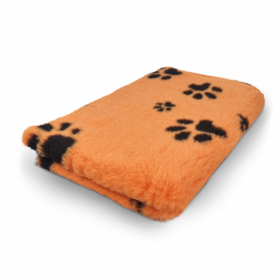 Vet Bed Oranje met zwarte voetprint - Rol 10 Meter 150 cm Breed