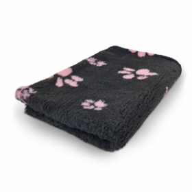 Vet Bed Zwart met Roze Voetprint - Rol 10 Meter 150 cm Breed