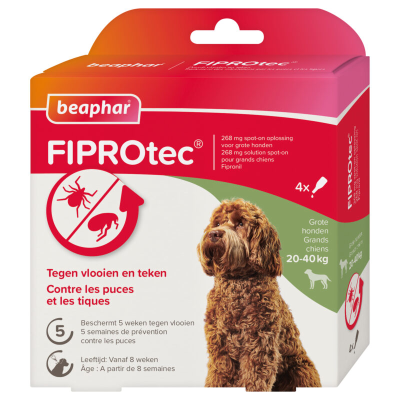 Beaphar fiprotec hond tegen teken en vlooien 20-40 KG 3+1 PIP